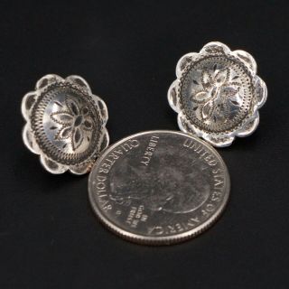 VTG Sterling Silver - Western Rodeo Saddle Concho Post Stud Earrings - 5g 4