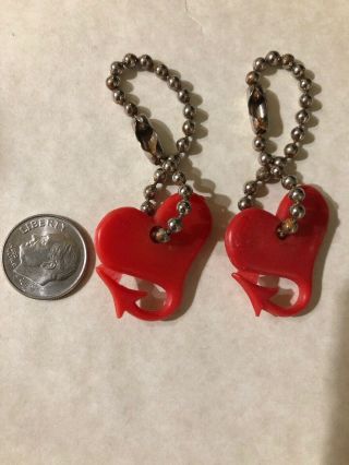 2 Vintage Plymouth Hearts Keychains