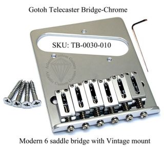 Gotoh Telecaster Modern 6 Saddle Bridge Chrome Vintage Mount - Gtc202c