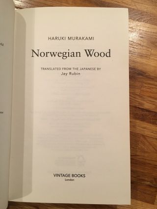 1st ENGLISH HARDCOVER “Norwegian Wood” Haruki Murakami VINTAGE MODERN CLASSICS 6