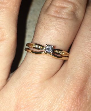 Vintage 14k Yellow Gold Diamond Wedding Ring Set - Size 6