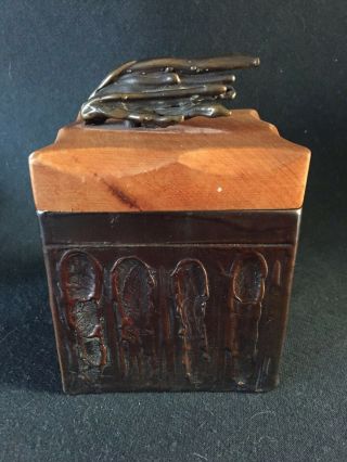 Vintage Bronze Box with Sculpture on Top Signed Chris and Pat Shatsby 2