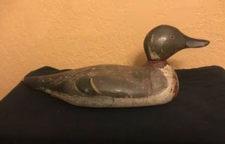 Antique Wooden Decoy Duck Hand Carved Hunting Folk Art Collectible Display Male 4