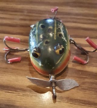 Early Vintage Pflueger Kent Floater Frog With Bulging Eyes Fishing Lure Muskie