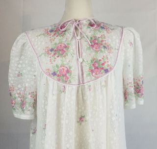 Hanro Of Switzerland Womens Cotton Lace Nightgown Vintage Floral Sheer Praire L