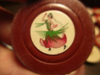 VINTAGE CLAY POKER CHIPS - Calypso Dancer Red - White - Blue - Yellow - Burgundy 5