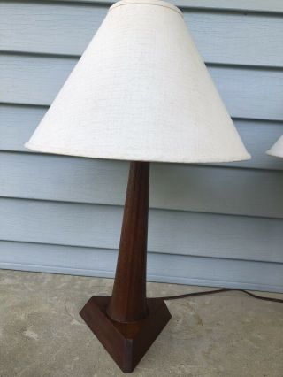 mid century modern Wooden Vintage Lamps Bed Side Night Stand With Shades 3