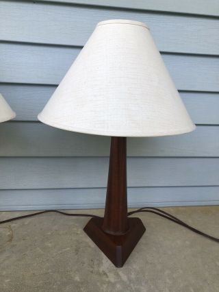 mid century modern Wooden Vintage Lamps Bed Side Night Stand With Shades 4
