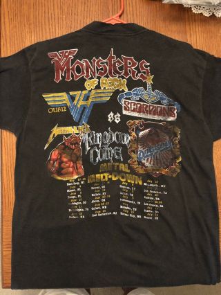 Vintage 1988 Monsters Of Rock Tour,  XL T - Shirt (Metallica,  Scorpions,  Van Halen) 4