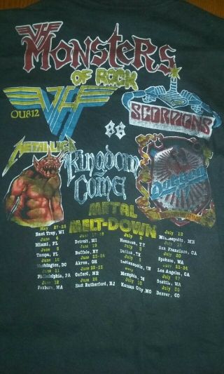 Vintage 1988 Monsters Of Rock Tour,  XL T - Shirt (Metallica,  Scorpions,  Van Halen) 6