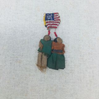 Vintage Native American Indian Navajo Beaded Leather American Flag Whimsy