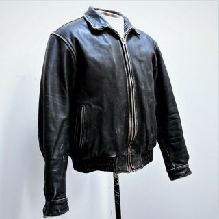Men’s Vintage Distressed Black Leather Jacket – Med.  - 80s/90s,  Eurox (german)