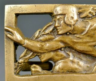 Fine Antique Art Deco Cast Bronze Football Trophy Josten Buckle City Champs 1928 3