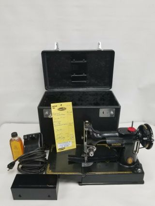 Vtg Centennial 1951 Singer Featherweight 221 Sewing Machine Case Serviced