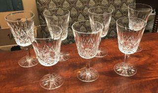 (7) Vintage Waterford Crystal Lismore Water Goblets - 7 Inches Tall