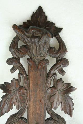 French 1950 Vintage black forest wood carved hunting trophy dog barometer 3