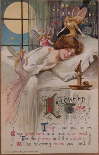 Vintage Halloween Post Card - John Winsch Design,  1911 - Halloween Time