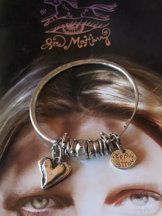 Vintage Sterling Bangle Bracelet With Charms And Handmade Beads By Jes Maharry