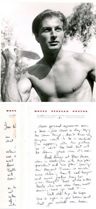 Lex Barker Rare Vintage 1949 Signed Handwritten 5 Page Letter Autograph,  Photo