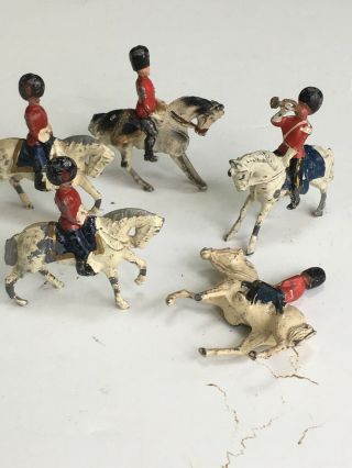 5x Vintage Britains Johilco Lead Mounted British Cavalry Toy Soldiers Repair