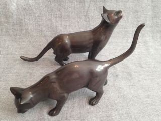 Vintage Collectible Cast Bronze Cat Figurines Statues