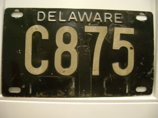 C875 Delaware License Plate Antique Auto Vintage Car Decor