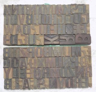 90 Piece Vintage Letterpress Wood Wooden Type Printing Blocks 30 M.  M.  Bc - 4089