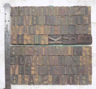 90 piece Vintage Letterpress wood wooden type printing blocks 30 m.  m.  bc - 4089 2