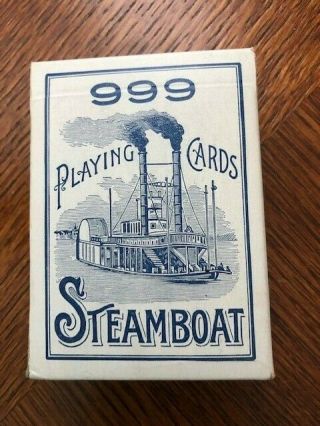 1 Deck Vintage Steamboat 999 Blue Playing Cards W/tax Stamp