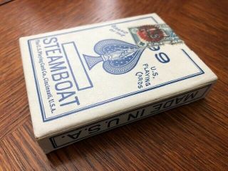1 DECK Vintage Steamboat 999 blue playing cards w/tax stamp 4