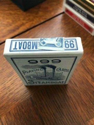 1 DECK Vintage Steamboat 999 blue playing cards w/tax stamp 5