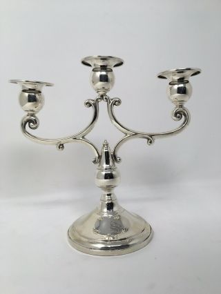 Vintage Mueck Cary Co Sterling Silver 3 Light Candleabra Weighted