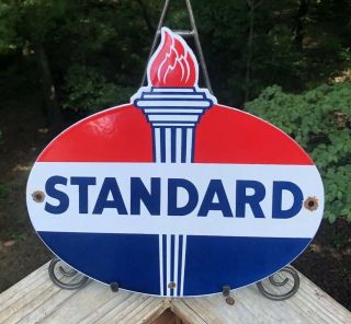 Vintage Standard Gasoline Porcelain Motor Oil Service Station Pump Plate Sign