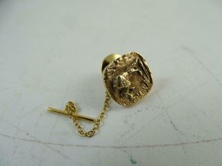Vintage 14k Solid Yellow Gold Tie Tack Lapel Pin Ducks Unlimited Goose Hunter