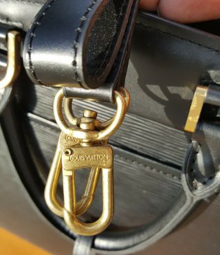 Vintage Louis Vuitton Black Patent Epi Brass Buckle Hand Bag w/Shoulder Strap 4