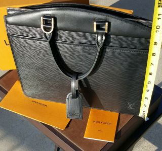 Vintage Louis Vuitton Black Patent Epi Brass Buckle Hand Bag w/Shoulder Strap 7