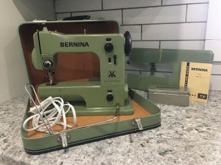Rare Green Vintage Bernina 125 Portable Sewing Machine And Accessories