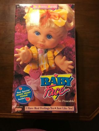 Rare Vintage 1990 Galoob Baby Face 13” So Sorry Sarah Doll