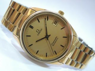 Rare Vintage Omega Seamaster Automatic Cal.  1110 Gold Plaque Date Men 