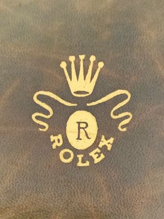 Rare Vintage Rolex Watch Box Made From Wood Leather And Brass 1950s