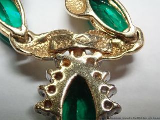 Vintage 14k Yellow Gold Syn Emerald Fine F Color Diamond Ladies Necklace 20.  5in 6