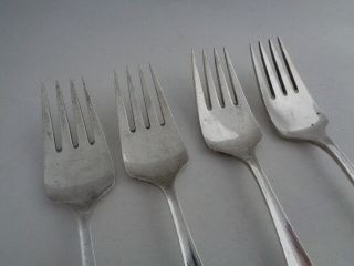 Vintage GEORG JENSEN Denmark Sterling Silver CYPRESS Set / 4 Salad Forks 2