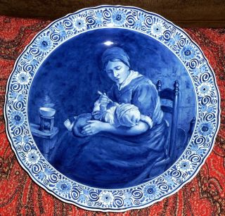 Rare Delft Blue Wall Charger/ Plate Porceleyne Fles Holland.  J.  Israels