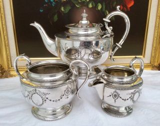 Regency Style Chased Silver Plated Tea Set Thomas Wilkinson & Co C1895