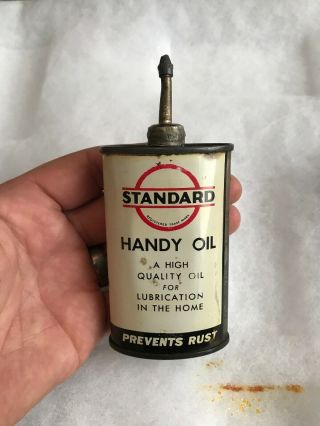 Vintage Handy Oiler Gun Oil Can Tin Lead Top Standard Canadian Household Oil
