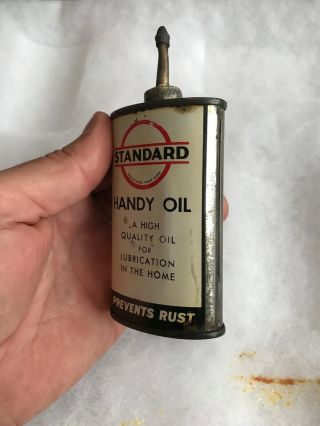 Vintage Handy Oiler Gun Oil Can Tin Lead Top Standard Canadian Household Oil 2