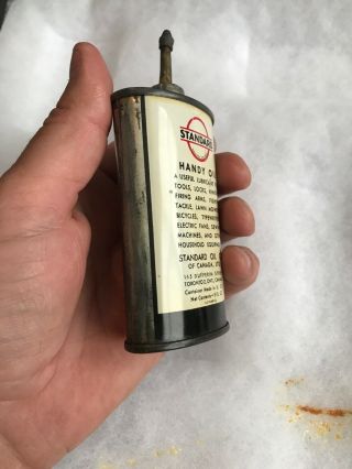 Vintage Handy Oiler Gun Oil Can Tin Lead Top Standard Canadian Household Oil 3