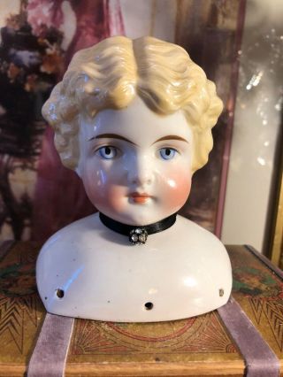 Antique German Blonde Kling China Doll Head.  Head Only