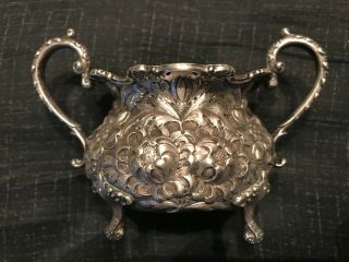 Antique Stieff Sterling Silver Rose Repousse Sugar Bowl Late 1929 With Damage