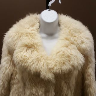 Dino Ricco White Rabbit Fur Coat Long Sleeve Vintage Medium